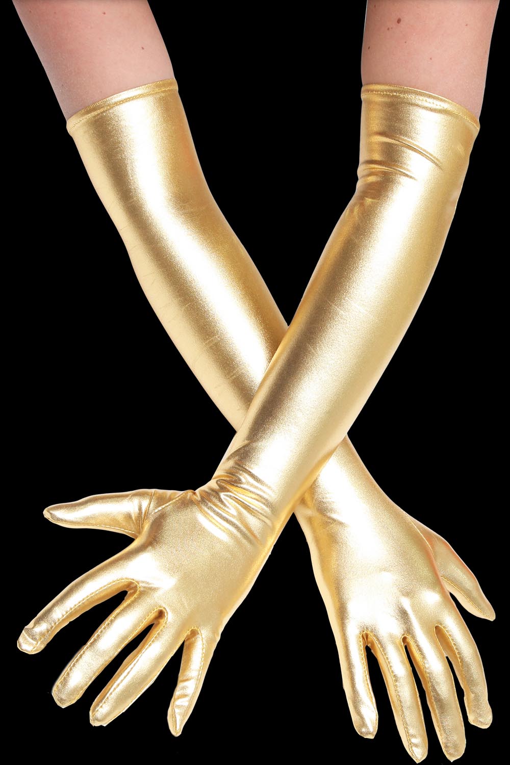 GUANTI SPANDEX LACCATO LAMINATO ORO DONNA